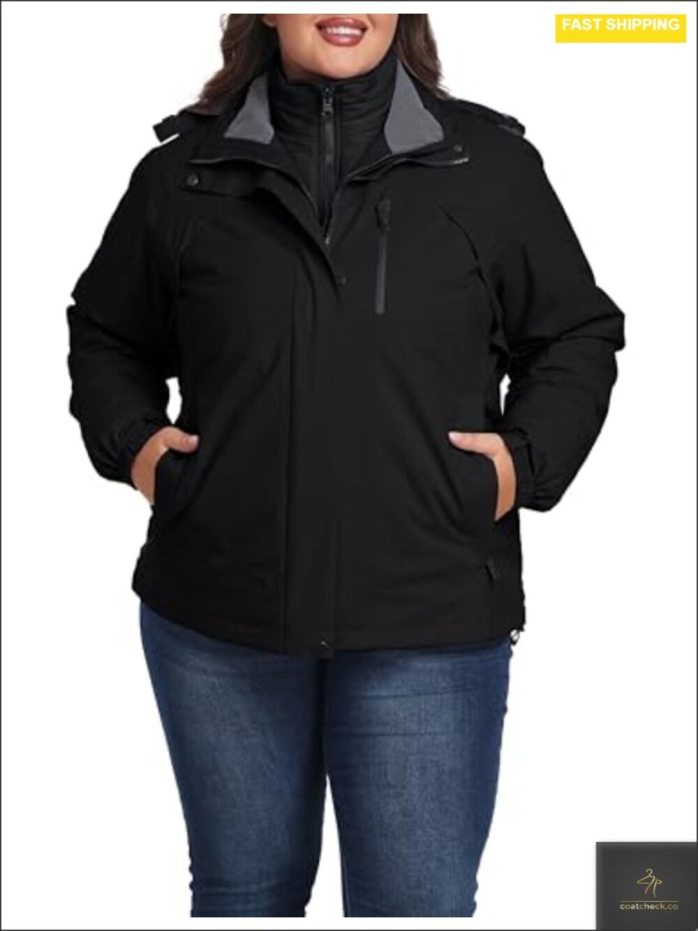 Women's 3 in 1 Ski Jacket Plus Size Winter Snowboarding Coat Waterproof